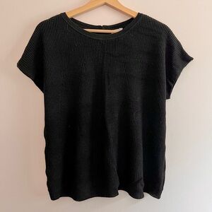 Black Short Sleeve Sweater Top